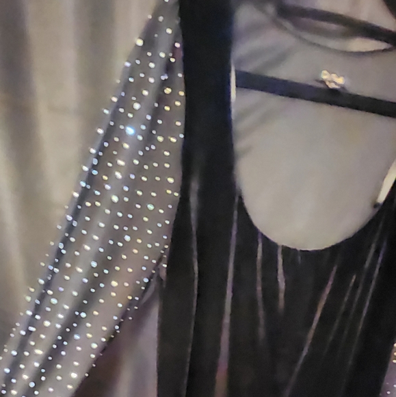 City Studio Black Dress with Glittering Sleeves - Picture 4 of 6
